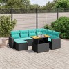 vidaXL 8 Piece Patio Sofa Set with Cushions Black Poly Rattan - 2 of 4