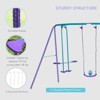VYNXARIA Metal Swing Set with Glider, Two Swing Seats and Adjustable Height, Outdoor Heavy Duty A-Frame Suitable for Playground, Backyard, Purple - 3 of 4