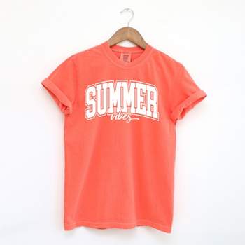 Simply Sage Market Women's Varsity Summer Vibes Cursive Short Sleeve Garment Dyed Tee