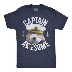 Mens Funny T Shirts Captain Awesome Sarcastic Cute Puppy Graphic Novelty Tee For Men - Crazy Dog Men's T Shirt - 1 of 4