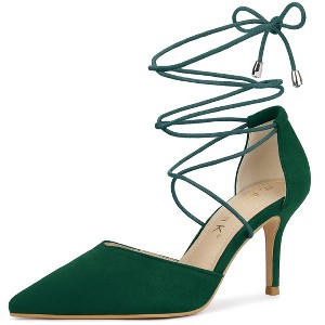 Allegra K Women's Pointed Toe Strappy Lace Up Stiletto Heels - 1 of 4