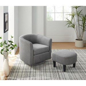CAVINAS Accent Chair, Swivel Accent Chair 360～ Comfy Recliner Corduroy Arm Chair Single Sofa with Ottoman for Living Room Bedroom - 1 of 4
