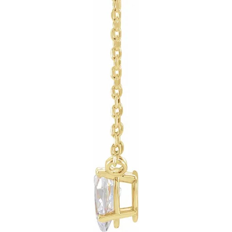 Pompeii3 1Ct Pear Shape Diamond Solitaire Floating Pendant Yellow Gold Necklace Lab Created, 2 of 4