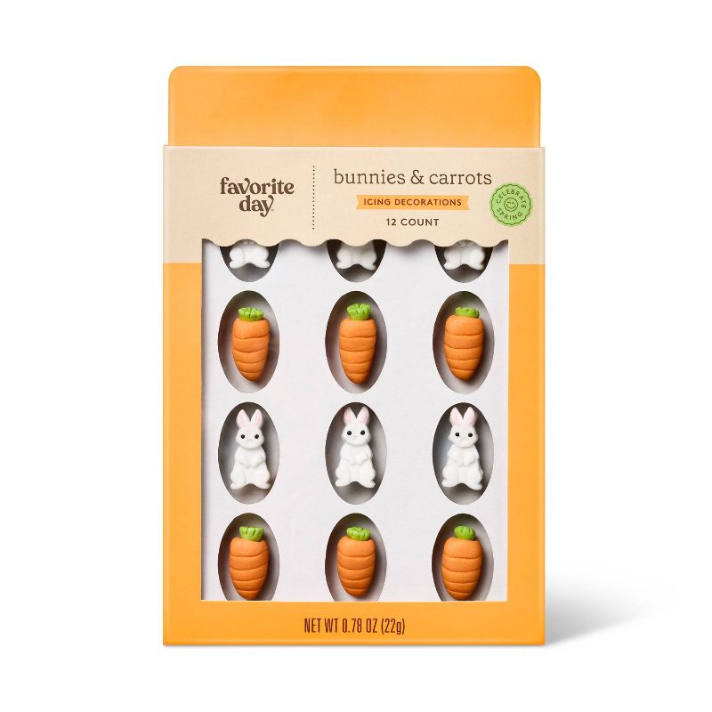 Spring Bunnies &#38; Carrots 2D Icing Decorations - 12ct / 0.78oz - Favorite Day&#8482;, 1 of 5