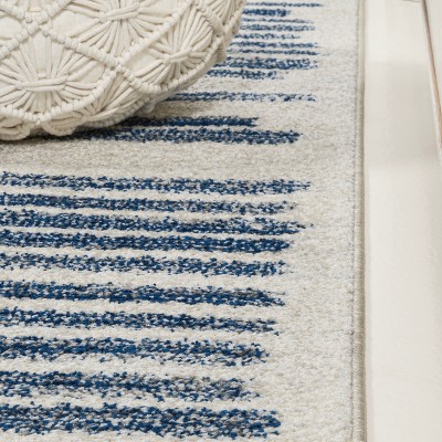 Khalil Cream and Navy Synthetic Stripe 3' x 5' Area Rug