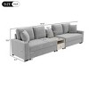 Christopher Knight Home Cale 127.9'' Modern 4-Seater Chenille Upholstered Sectional Sofa with Console, Storage Armrest and Pillows - 3 of 4