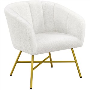 Yaheetech Boucle Barrel Chair Accent Chair with Armrest, White - 1 of 4