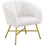 Yaheetech Boucle Barrel Chair Accent Chair with Armrest, White