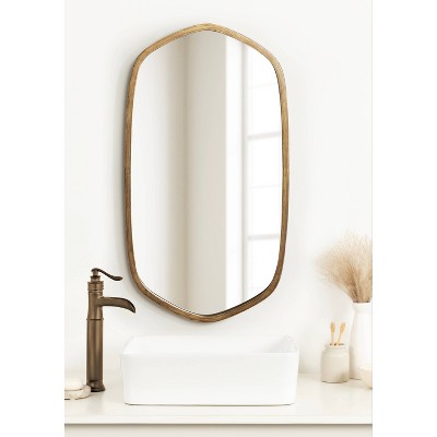 Gold Oblong Hexagon Metal Framed Wall Mirror, 20 x 36