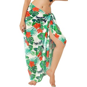 HAPPY BAY Women's Vacation Summer Wraps Party Bikinis Swim Cover Ups Swimwear Skirt Pareos Sarong Coverups Beach Pareo Cover-Up One Size Multi, Floral - 1 of 4