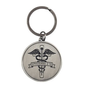 Dicksons Ephesians 2:10 Caduceus Silver Tone 3 inch Metal Keychain Accessory - 1 of 2