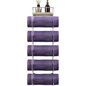 Sorbus Wall Mounted Towel Rack - Hangs Rolled Bath Towels - Metal Hanging Towel Holder - Free up Bathroom Space - 1 of 4
