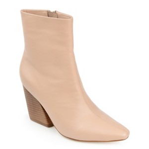 Journee Signature Womens Genuine Leather Hydra Almond Toe Stacked Ankle Booties - 1 of 4