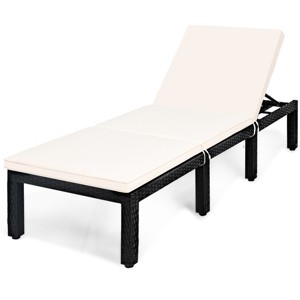 Tangkula Patio Rattan Lounge Chair Cushioned Chaise Height Adjustable - 1 of 4