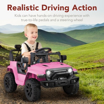 Pink 6V Kids Ride-On Truck with Remote Control and LED Lights