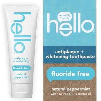 hello Antiplaque and Whitening Fluoride-Free Toothpaste , SLS Free and Vegan - 4.7oz