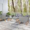 KTMBDW 4 Piece Outdoor Patio Furniture Set,Rattan and Acacia Wood Chairs Conversation Furniture Set for Backyard Balcony Deck with Soft Cushions&Table - 4 of 4