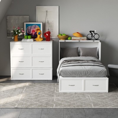 FUFU&GAGA White Murphy Bed Guide Rail Assisted Easy to Assemble and Fold Sturdy and Durable