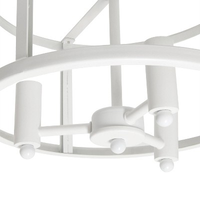 13" White Glass and Metal Semi-Flushmount Ceiling Light