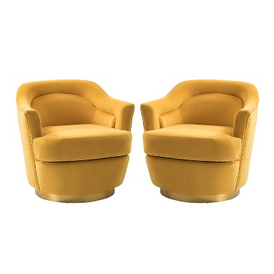 Set of 2 Cornelius Swivel barrel Chair with Metal Base | ARTFUL LIVING DESIGN