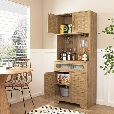 SKRAN Modern Farmhouse Cabinets, Wood Dressers & Pantry Units, Storage Cabinet for Home, Bedroom, Living Room & Home Office, Wood color