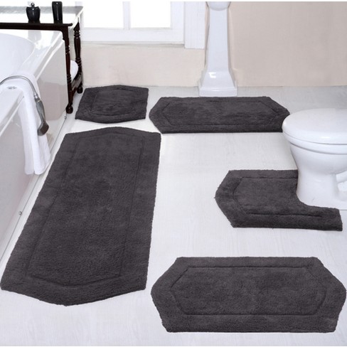 HOME WEAVERS INC Modesto Collection Gray Cotton 5 Piece Bath Rug