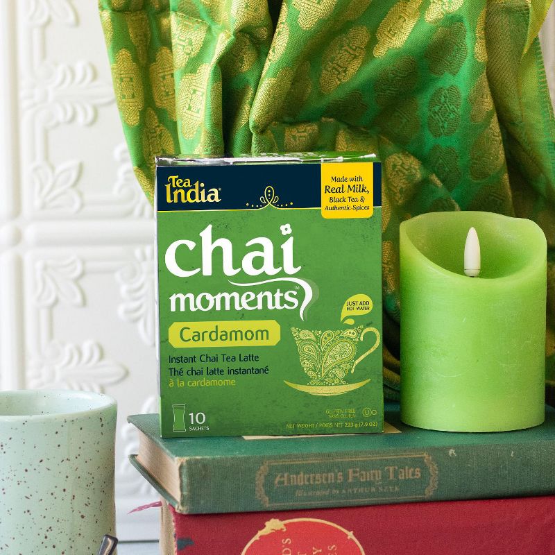 Tea India Chai Moments Cardamom Chai Tea Instant Latte Mix 10 Sachets Pack of 6, 4 of 6