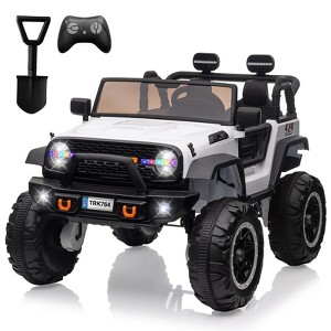 Jojoka 2 Seats 24V Kids Ride on Truck w/ Remote Control, 4 Motors,20" Seat Width, LED Light,Music,High/Low Speeds,Shovel, USB - 1 of 4