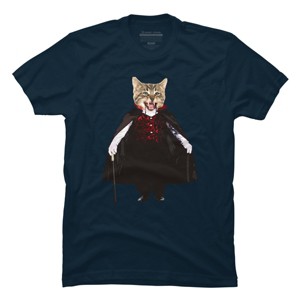 Men's Design By Humans Catcula Cat Kitten Dracula Cute Funny Halloween t shirt By JOHANNESART T-Shirt - 1 of 4