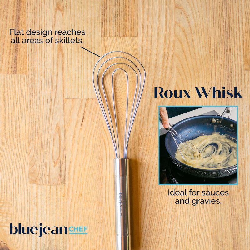 Blue Jean Chef 5-Piece Stainless-Steel Whisk Set, 5 Different Whisks: Cage Whisk, Ball Whisk, Roux Whisk, Sauce Whisk, Danish Dough Whisk, 3 of 7