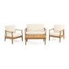 Christopher Knight Home Emmry Outdoor Acacia Wood 4 Seater Chat Set with Cushions - 2 of 4
