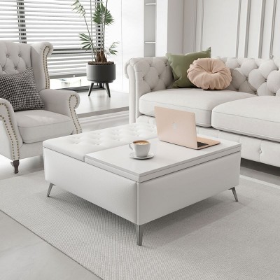 35 Inch Wide Square Coffee Table, Coffee Table With Storage, Cocktail Table With Lift Top Oversized Storage-Cuddlewood