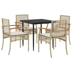 vidaXL Garden Dining Set Black, Cream White - Beige 31.5" x 31.5" x 29.1" 4 Items - 1 of 4