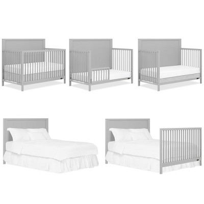 Pebble Grey Pinewood 3-in-1 Convertible Crib with Adjustable Height