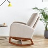 Linen Rocking Chair, High-Back Accent Chair with Solid Wood Frame, Foam Cushion, Ergonomic Armrests for Nursery, Living Room - 4 of 4