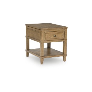 Signature Design by Ashley Sharlance Rectangular End Table - Built-in USB Charging Ports - Storage Drawer, Light Brown - 1 of 4