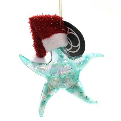 Holiday Ornaments 5.0" Starfish With Santa Hat Department 56  -  Tree Ornaments