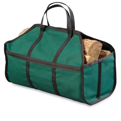 Plow & Hearth - Durable Canvas Log Carrier, Green