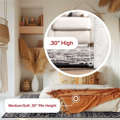 Handmade 6' Black Geometric Synthetic Square Area Rug