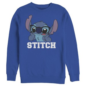 Men's Lilo & Stitch Silly Black Glasses Sweatshirt - 1 of 4