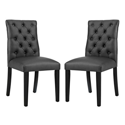 Modway Duchess Dining Chair Vinyl Set of 2 - Black
