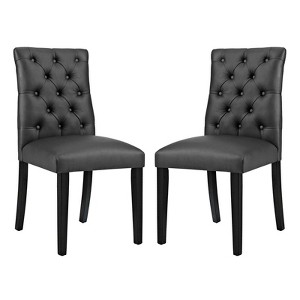 Modway Duchess Dining Chair Vinyl Set of 2 - Black - 1 of 4