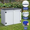 Outdoor Storage Cabinet 35Cu Ft with Padlock Latch,Horizontal  Storage Shed,Waterproof Outdoor Storage Box for Backyards Patios,Light Gray - 3 of 4