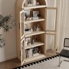 71" Industrial Arched Bookcase with Glass Doors, 5-Tier Display Bookshelf, Freestanding Storage Cabinet for Living Room, Bedroom, Home Office - 3 of 4