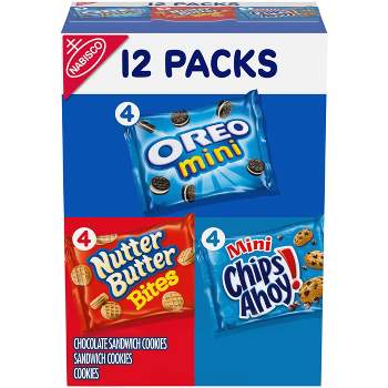 Nabisco Mini Cookies Mix With OREO Mini, Mini Chips Ahoy! & Nutter Butter Bites Snack Pack Variety - 12oz/12ct