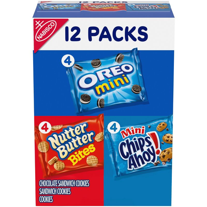 Nabisco Mini Cookies Mix With OREO Mini, Mini Chips Ahoy! &#38; Nutter Butter Bites Snack Pack Variety - 12oz/12ct, 1 of 12