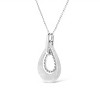 Haus of Brilliance Silver Prong-Set Diamond Accent Fashion Double Drop Design Pendant Necklace - 3 of 4