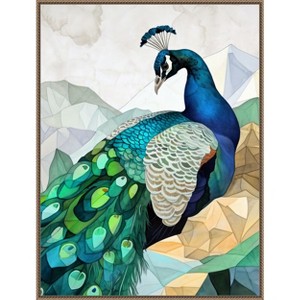 Amanti Art Animal Watercolor Art Bird Peacock by Justyna Jaszke Framed Canvas Wall Art - 1 of 4