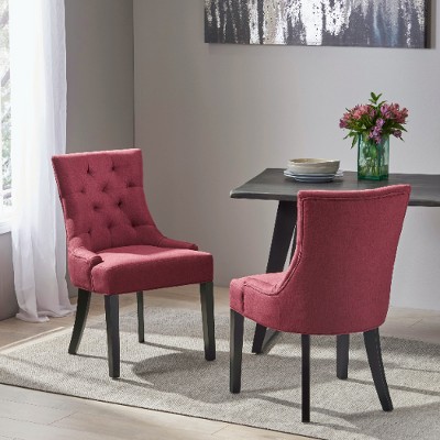 Lyngins 2-Pack Modern Upholstered Dining Chair with Diamond Stitching, Ergonomic Curved Backrest, Padded Microfiber Seat, Sturdy Wooden Legs