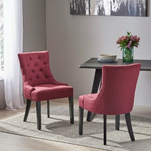 Lyngins 2-Pack Modern Upholstered Dining Chair with Diamond Stitching, Ergonomic Curved Backrest, Padded Microfiber Seat, Sturdy Wooden Legs - 1 of 4